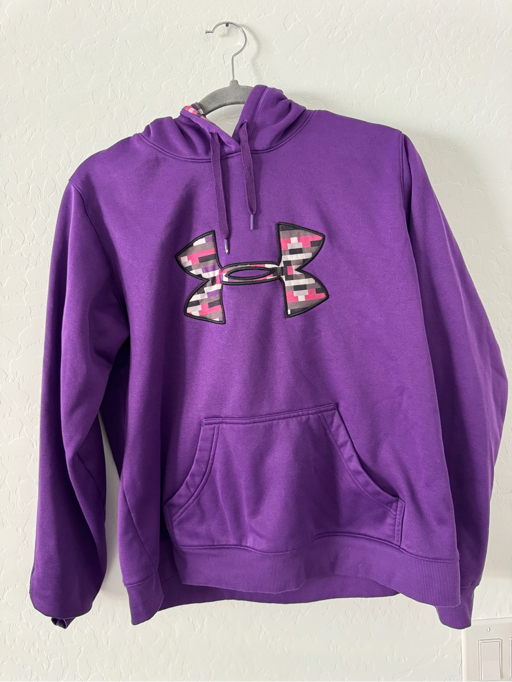 Under Armour Women’s Large Purple ColdGear Hoodie Loose Fit Pullover Sweatshirt